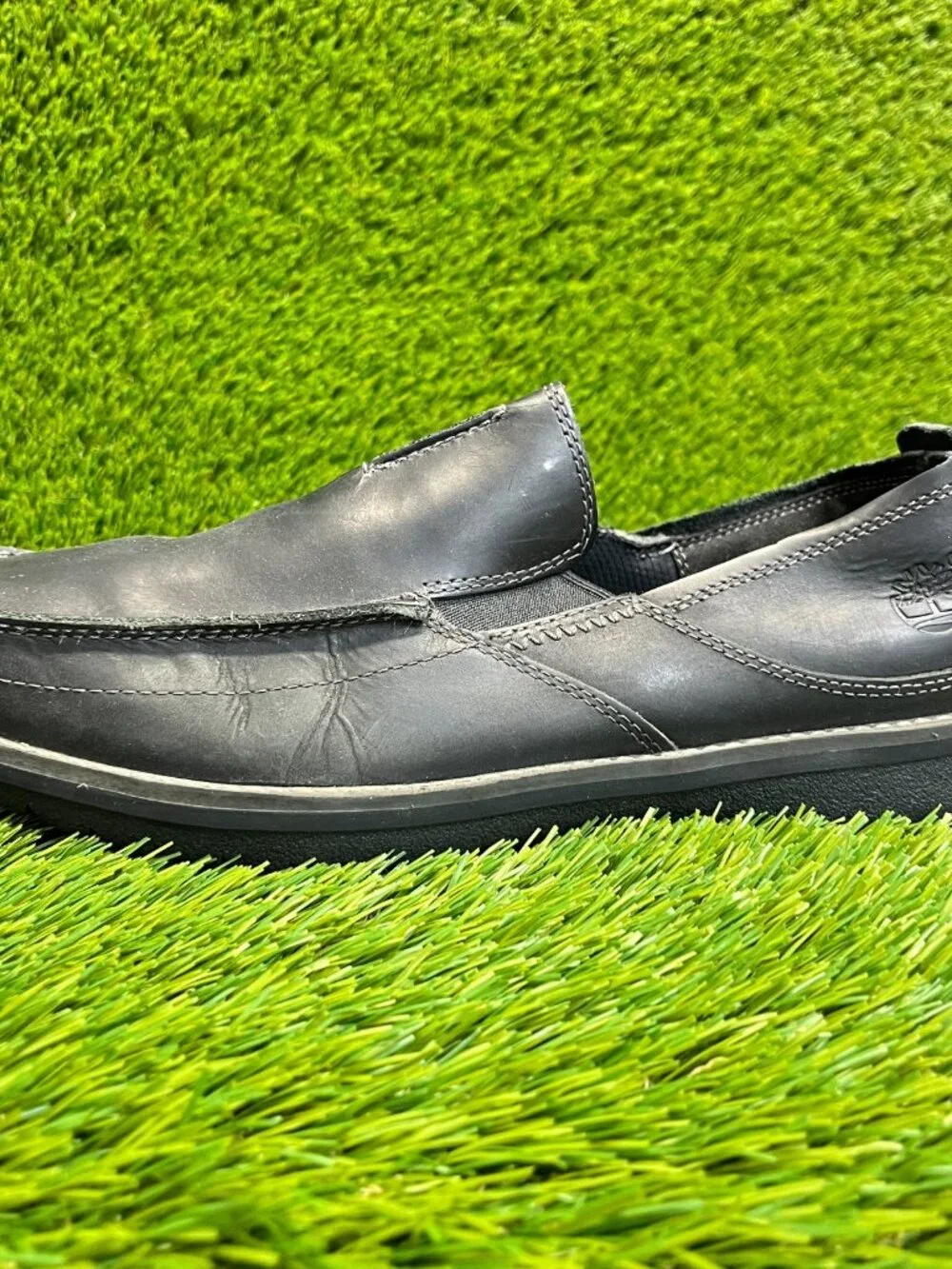 Timberland Edgemont Mens Size 10 Black Casual Classic Leather Slip On Shoes
